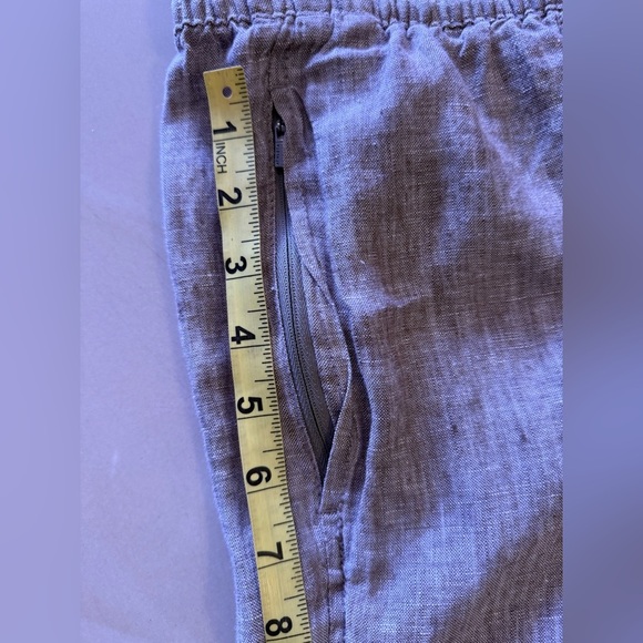 Athleta tall gray pants linen elastic waist and  foot 4 pockets tie size L - Picture 8 of 16